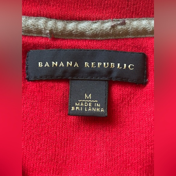 Banana Republic Red Gray Stripe Quarter Zip Sweater Pullover Men’s Medium - Picture 4 of 5
